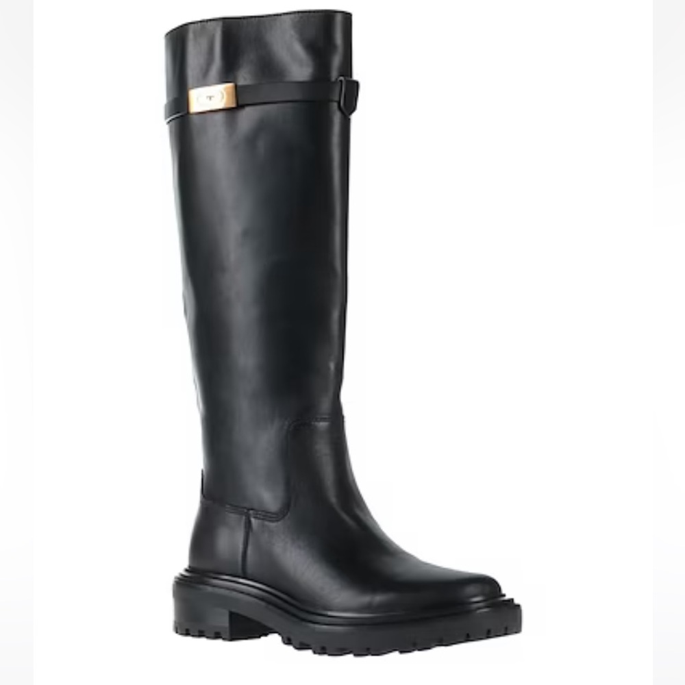 Tory Burch T Hardware Calfskin Riding Boots.